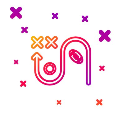 Renk çizgisi planlama stratejisi konsepti simgesi beyaz arkaplanda izole edildi. Futbol ya da Amerikan futbolu kupası formasyonu ve taktiği. Kademeli rastgele dinamik şekiller. Vektör İllüstrasyonu