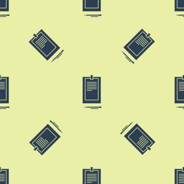 Sarı arkaplanda lekesiz desenli belge simgesine sahip mavi pano. Vektör İllüstrasyonu