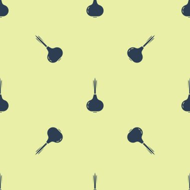 Mavi soğan ikonu sarı arkaplanda izole edilmiş pürüzsüz desen. Vektör İllüstrasyonu