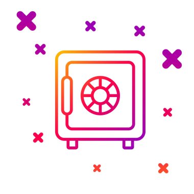 Renk çizgisi Güvenli simgesi beyaz arkaplanda izole edildi. Kapı, şifreli bir banka kasası. Güvenilir Veri Koruma. Kademeli rastgele dinamik şekiller. Vektör İllüstrasyonu