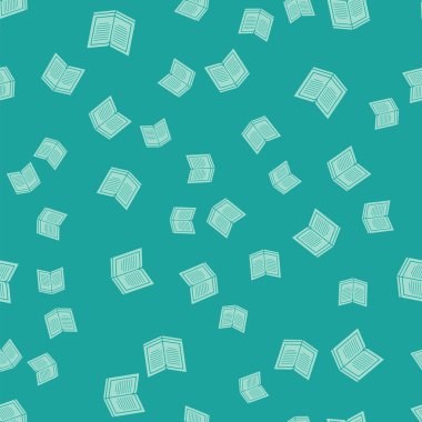Yeşil Açık kitap simgesi yeşil arkaplanda izole edilmiş kusursuz desen. Vektör İllüstrasyonu