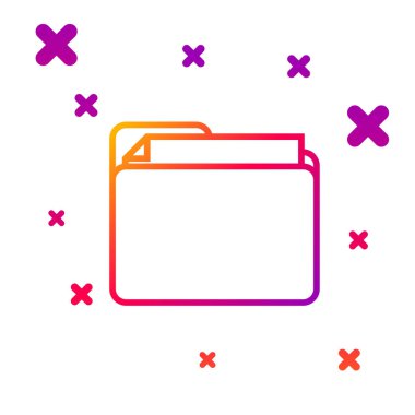 Beyaz arkaplanda izole edilmiş renk satırı belge dizini simgesi. Muhasebe klasörü sembolü. Muhasebe yönetimi. Kademeli rastgele dinamik şekiller. Vektör İllüstrasyonu