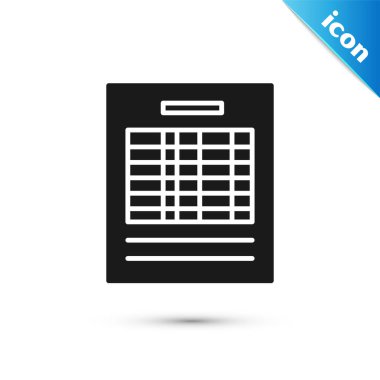 Siyah Rapor dosya simgesi beyaz arkaplanda izole edildi. Kontrol listesi simgesi. İş konsepti. Vektör İllüstrasyonu