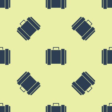 Üzerinde kurşun ikonu olan mavi askeri mühimmat kutusu sarı arka planda izole edilmiş pürüzsüz desen. Vektör İllüstrasyonu