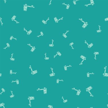 Yeşil kargo kamyonu ikonu yeşil arka planda izole edilmiş pürüzsüz desen. Vektör İllüstrasyonu