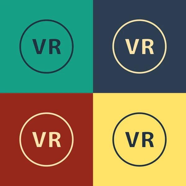 Farbe Virtual-Reality-Symbol isoliert auf farbigem Hintergrund. Vintage-Stil Zeichnung. Vektorillustration — Stockvektor
