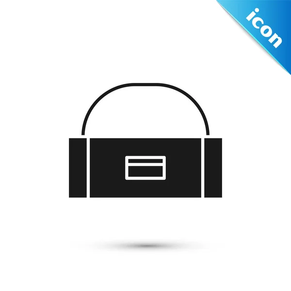 Caja negra o contenedor de caja para wobbler y equipo de pesca de engranajes icono aislado sobre fondo blanco. Aparejos de pesca. Ilustración vectorial — Vector de stock