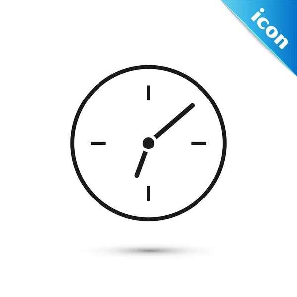 Ícone de relógio preto isolado no fundo branco. Símbolo temporal. Ilustração vetorial —  Vetores de Stock