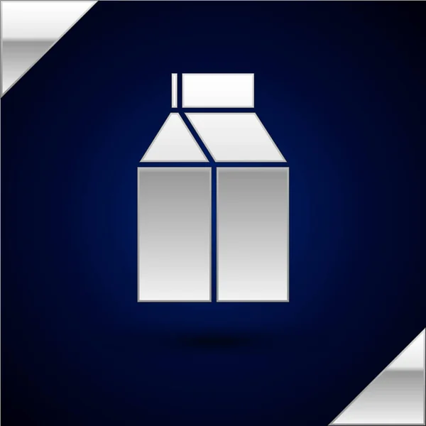 Sølv Papir pakke til mælk ikon isoleret på mørkeblå baggrund. Mælkepakning. Illustration af vektor – Stock-vektor