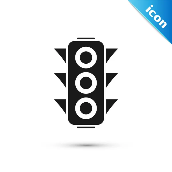 Icona semaforo nero isolato su sfondo bianco. Illustrazione vettoriale — Vettoriale Stock