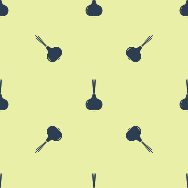 Blue Onion icon isolated seamless pattern on yellow background. Vector Illustration