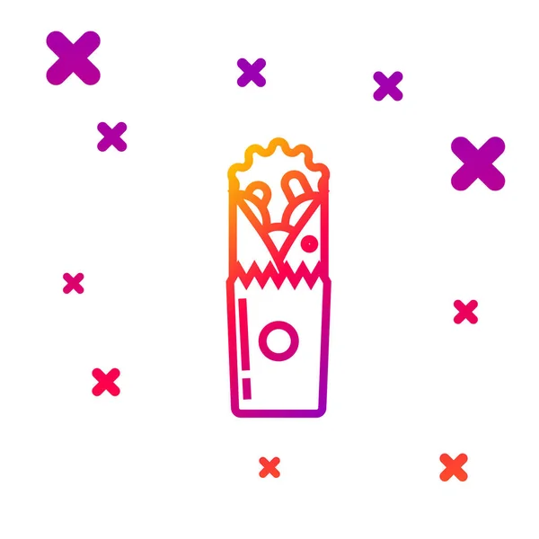 Línea de color Doner icono de kebab aislado sobre fondo blanco. Señal de Shawarma. Menú de comida rápida. Gradiente formas dinámicas aleatorias. Ilustración vectorial — Archivo Imágenes Vectoriales