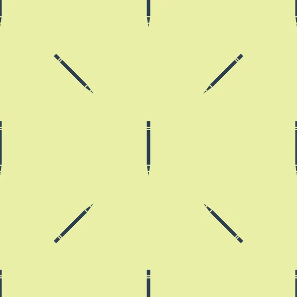 Crayon bleu avec gomme et icône de ligne isolé motif sans couture sur fond jaune. Outils de dessin et d'éducation. Symbole du bureau scolaire. Illustration vectorielle — Image vectorielle