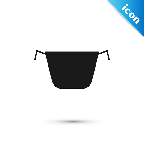 Zwarte kookpot icoon geïsoleerd op witte achtergrond. Kook of stoofpot voedsel symbool. Vector illustratie — Stockvector