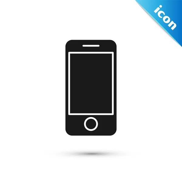 Teléfono inteligente Black Mobile con icono de seguimiento de entrega de aplicaciones aislado sobre fondo blanco. Seguimiento de paquetes. Ilustración vectorial — Vector de stock