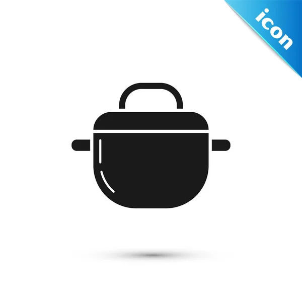 Black Cooking pot icon isolated on white background. Boil or stew food symbol. Vector Illustration — Stock Vector