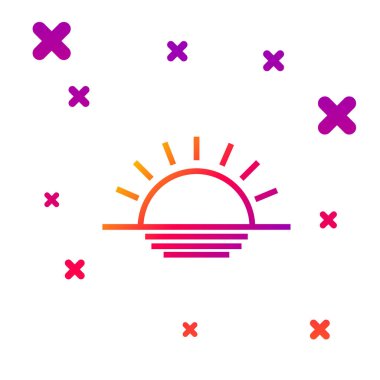 Beyaz arkaplanda renk çizgisi Sunset simgesi izole edildi. Kademeli rastgele dinamik şekiller. Vektör İllüstrasyonu