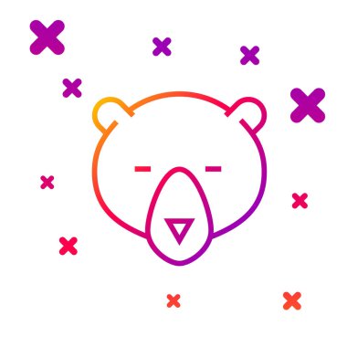 Renk çizgisi Bear baş simgesi beyaz arkaplanda izole edildi. Kademeli rastgele dinamik şekiller. Vektör İllüstrasyonu