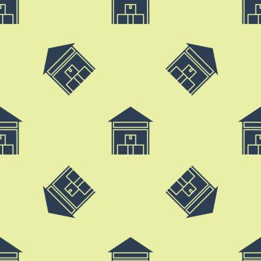 Mavi Depo ikonu sarı arka planda kusursuz desen izole etti. Vektör İllüstrasyonu