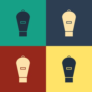 Renk arkaplanında renk kaldırma simgesi izole edildi. Su altı ekipmanları. Klasik tarzda çizim. Vektör İllüstrasyonu