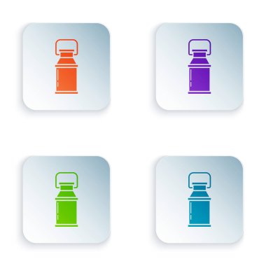 Beyaz arkaplanda izole edilmiş süt ikonu için renk kutusu. Renkli kare düğmelere simgeleri yerleştir. Vektör İllüstrasyonu