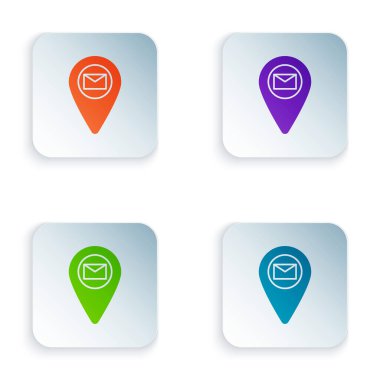 Harita kağıdındaki renk tutucu beyaz arkaplanda izole edilmiş perspektif simgesi. Renkli kare düğmelere simgeleri yerleştir. Vektör İllüstrasyonu