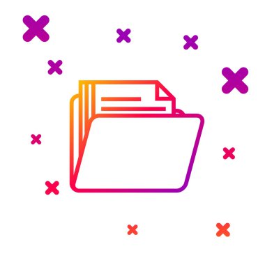 Beyaz arkaplanda izole edilmiş renk satırı belge dizini simgesi. Muhasebe klasörü sembolü. Muhasebe yönetimi. Kademeli rastgele dinamik şekiller. Vektör İllüstrasyonu