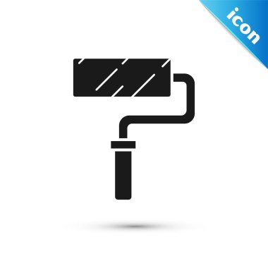 Beyaz arkaplanda siyah boya fırça ikonu izole edildi. Vektör İllüstrasyonu