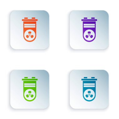 Beyaz arkaplanda izole edilmiş renkli görüntü kartı simgesi. Renkli kare düğmelere simgeleri yerleştir. Vektör İllüstrasyonu