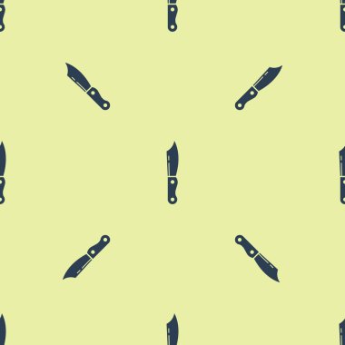 Mavi Askeri bıçak ikonu sarı arka planda pürüzsüz desen izole etti. Vektör İllüstrasyonu