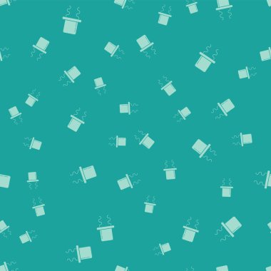 Yeşil Ortodoks Yahudi şapkası ve kenar simgesi yeşil arka planda izole edilmiş pürüzsüz desen. Geleneksel giyinmiş Yahudi erkekler. Yahudilik sembolleri. Vektör İllüstrasyonu