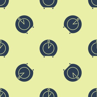 Mavi Mutfak zamanlayıcı simgesi sarı arka planda kusursuz desen izole etti. Mutfak aletleri. Vektör İllüstrasyonu