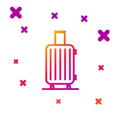 Seyahat simgesi için renkli bavul beyaz arkaplanda izole edildi. Seyahat bagaj tabelası. Seyahat bagaj ikonu. Kademeli rastgele dinamik şekiller. Vektör İllüstrasyonu