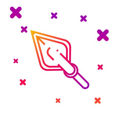 Beyaz arkaplanda renk çizgisi hippi ok ucu simgesi izole edildi. Kademeli rastgele dinamik şekiller. Vektör İllüstrasyonu