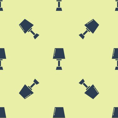 Mavi masa lambası ikonu sarı arkaplanda izole edilmiş pürüzsüz desen. Vektör İllüstrasyonu