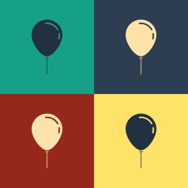 Renk arkaplanında izole edilmiş kurdele simgesine sahip renkli balon. Klasik tarzda çizim. Vektör İllüstrasyonu