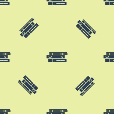 Kağıtları ve belgeleri içeren Mavi Ofis dosyaları sarı arkaplanda izole edilmiş pürüzsüz desen. Ofis dosyaları. Dosya arşivleme işareti. Vektör İllüstrasyonu