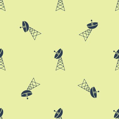 Mavi Radar simgesi sarı arkaplanda izole edilmiş kusursuz desen. Askeri arama sistemi. Vektör İllüstrasyonu