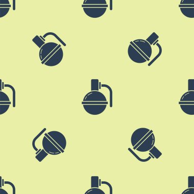 Mavi El bombası ikonu sarı arka planda kusursuz desen izole etti. Bomba patlaması. Vektör İllüstrasyonu