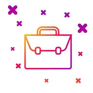 Beyaz arkaplanda renk çizgisi evrak çantası simgesi izole edildi. İş ilanı. İş portföyü. Kademeli rastgele dinamik şekiller. Vektör İllüstrasyonu