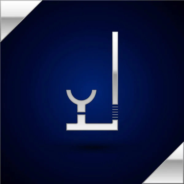 Silver Snorkel ikon isolerad på mörkblå bakgrund. Dykutrustning under vatten. Vektor Illustration — Stock vektor