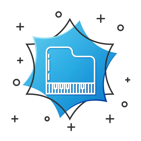 Vit linje Grand piano ikon isolerad på vit bakgrund. Musikinstrument. Blå hexagonknapp. Vektor Illustration — Stock vektor