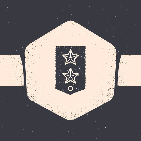 Icono Grunge Chevron aislado sobre fondo gris. Signo de placa militar. Dibujo vintage monocromo. Ilustración vectorial — Archivo Imágenes Vectoriales