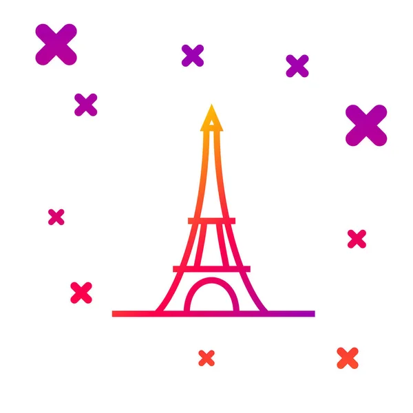 彩线埃菲尔铁塔图标隔离在白色背景。 法国巴黎的标志性标志。 渐变的随机动态形状。 病媒图解 — 图库矢量图片