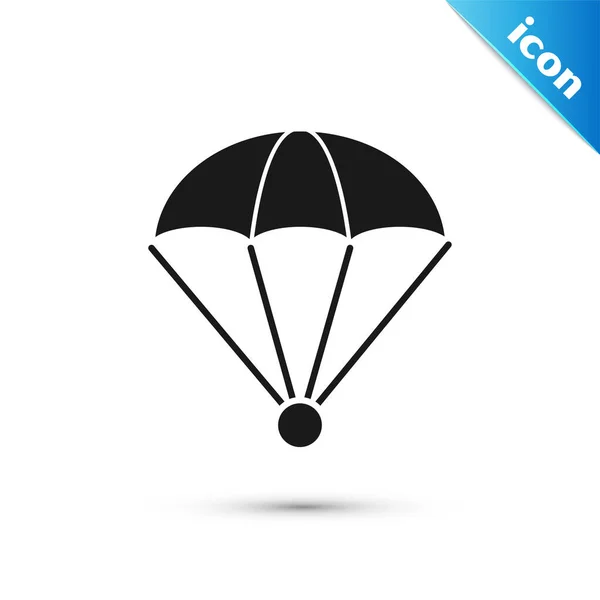 Zwarte parachute pictogram geïsoleerd op witte achtergrond. Vector illustratie — Stockvector