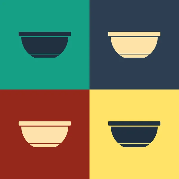 Color Bowl icono aislado en el fondo de color. Dibujo de estilo vintage. Ilustración vectorial — Vector de stock