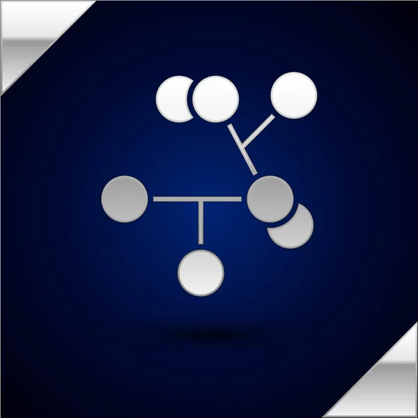 Ícone de Molécula de Prata isolado no fundo azul escuro. Estrutura de moléculas em química, professores de ciências cartaz educacional inovador. Ilustração vetorial — Vetor de Stock
