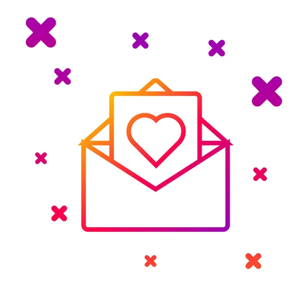 Beyaz arkaplanda Sevgililer Günü kalp ikonu olan renk çizgisi. Mesaj aşkım. Aşk ve romantizm mektubu. Kademeli rastgele dinamik şekiller. Vektör İllüstrasyonu — Stok Vektör