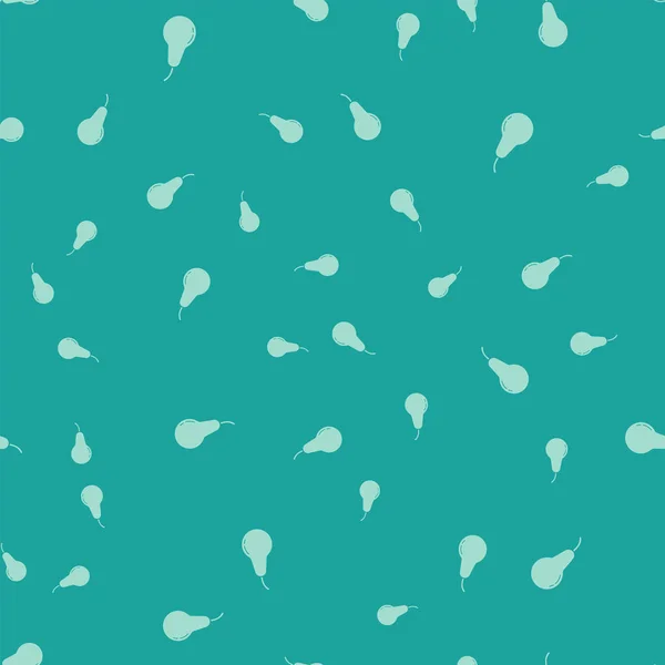 Groene peer pictogram geïsoleerd naadloze patroon op groene achtergrond. Fruit met blad symbool. Vector illustratie — Stockvector