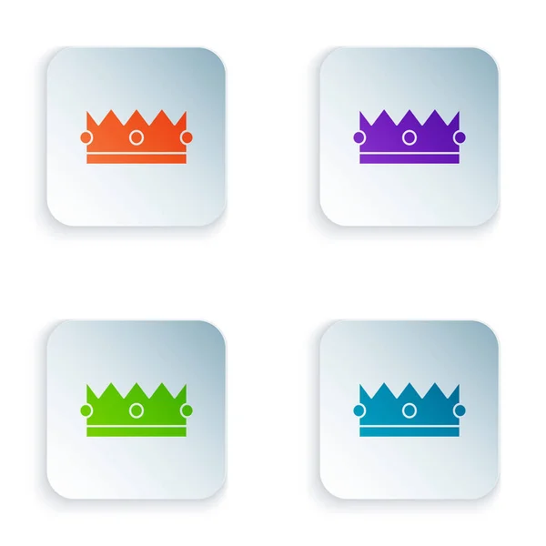 Ікона Color Crown ізольована на білому тлі. Встановіть ікони в барвисті квадратні кнопки. Векторний приклад — стоковий вектор